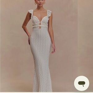 Meshki Elegant White Lace Women Dress